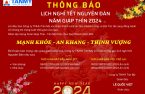 THÔNG BÁO LỊCH NGHỈ TẾT NGUYÊN ĐÁN XUÂN GIÁP THÌN 2024